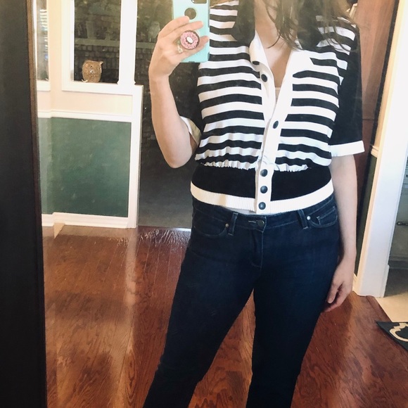 Vintage black and white striped blouse - Picture 2 of 12